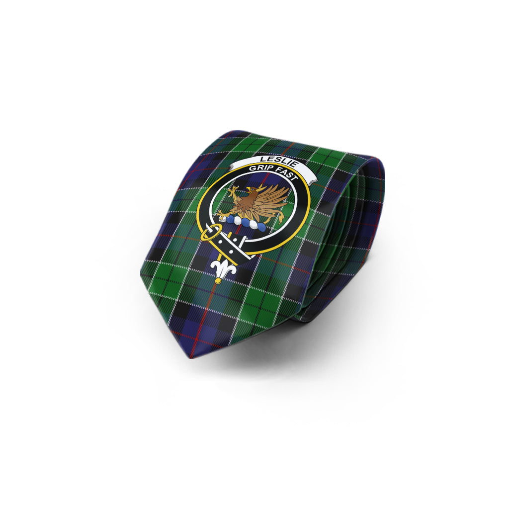 Leslie Hunting Tartan Classic Necktie with Family Crest - Tartan Vibes Clothing