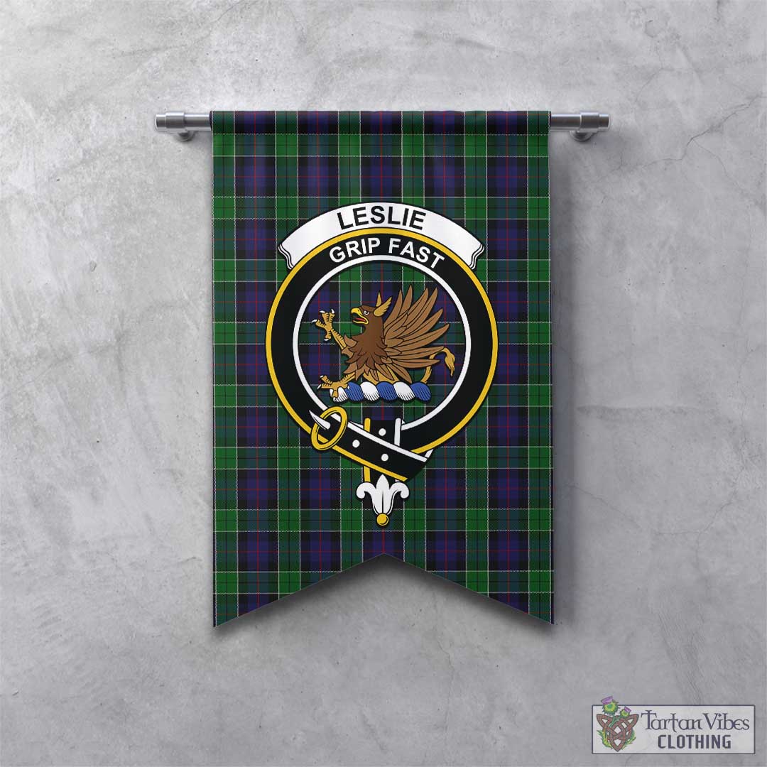 Tartan Vibes Clothing Leslie Hunting Tartan Gonfalon, Tartan Banner with Family Crest