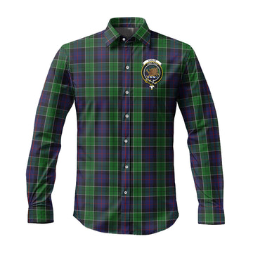 Leslie Hunting Tartan Long Sleeve Button Up Shirt with Family Crest