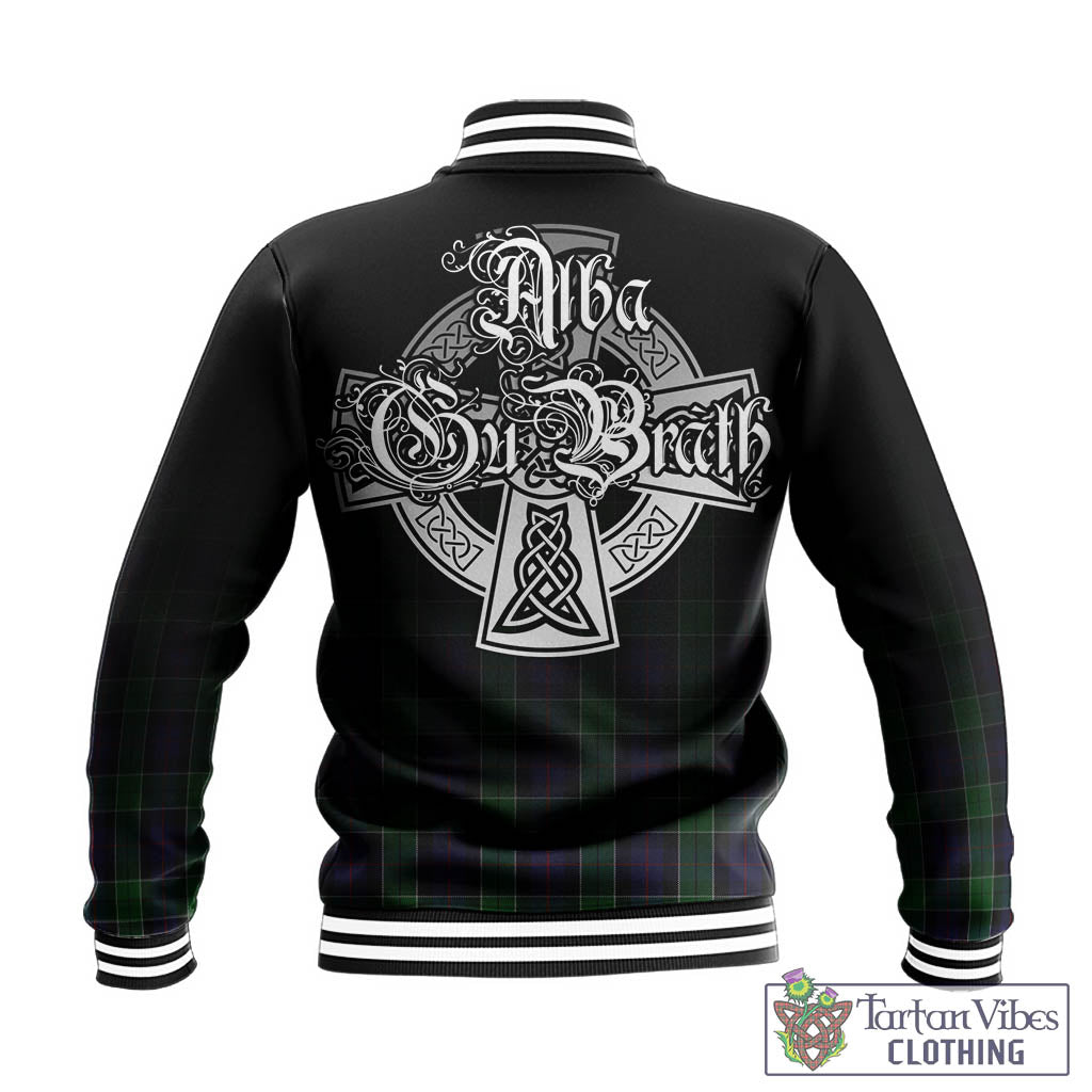 Tartan Vibes Clothing Leslie Hunting Tartan Baseball Jacket Featuring Alba Gu Brath Family Crest Celtic Inspired