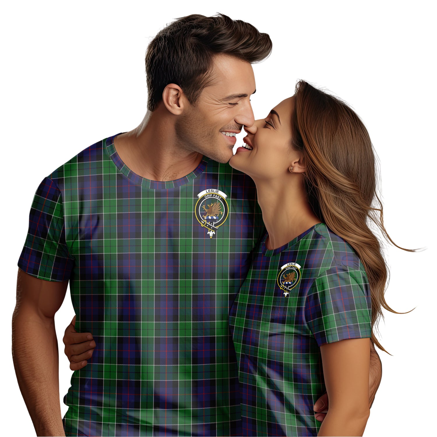 Leslie Hunting Tartan T-Shirt with Family Crest - Tartan Vibes Clothing