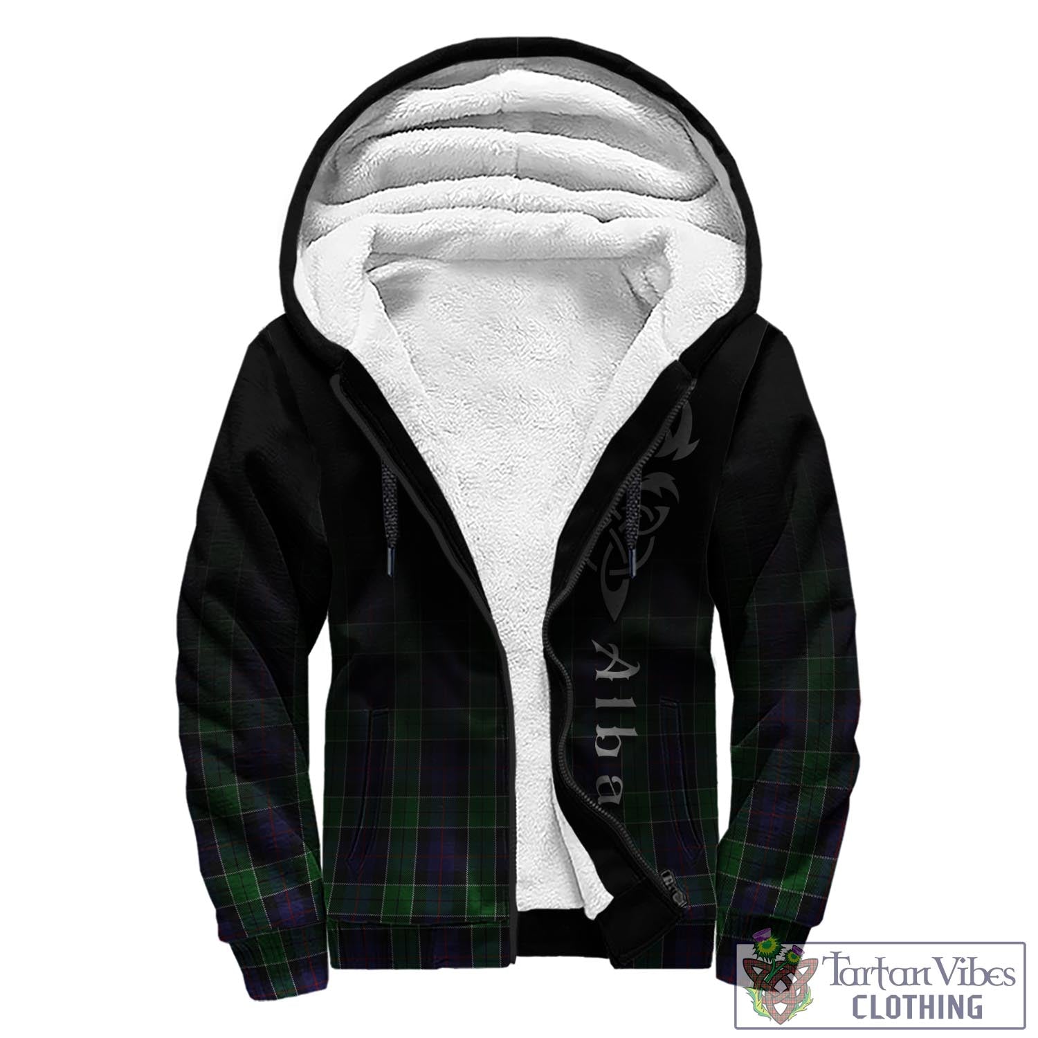 Tartan Vibes Clothing Leslie Hunting Tartan Sherpa Hoodie Featuring Alba Gu Brath Family Crest Celtic Inspired