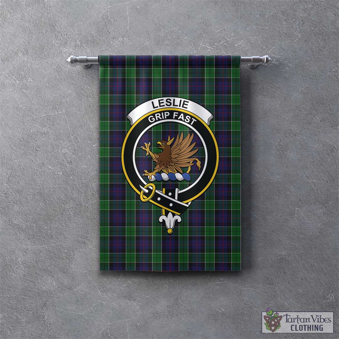 Tartan Vibes Clothing Leslie Hunting Tartan Gonfalon, Tartan Banner with Family Crest