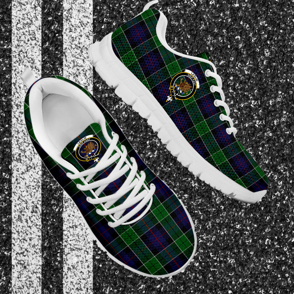 Leslie Hunting Tartan Sneakers with Family Crest - Tartan Vibes Clothing