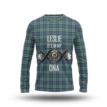 Leslie Hunting Ancient Tartan Long Sleeve T-Shirt with Family Crest DNA In Me Style