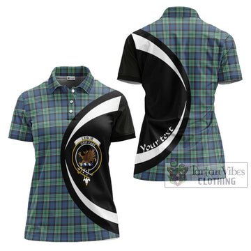 Leslie Hunting Ancient Tartan Women's Polo Shirt with Family Crest Circle Style