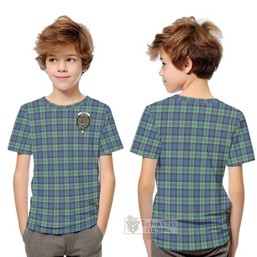 Leslie Hunting Ancient Tartan Kid T-Shirt with Family Crest