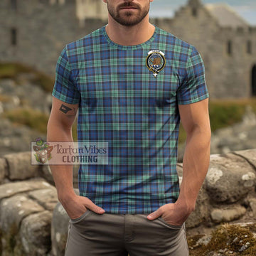 Leslie Hunting Ancient Tartan Cotton T-Shirt with Family Crest