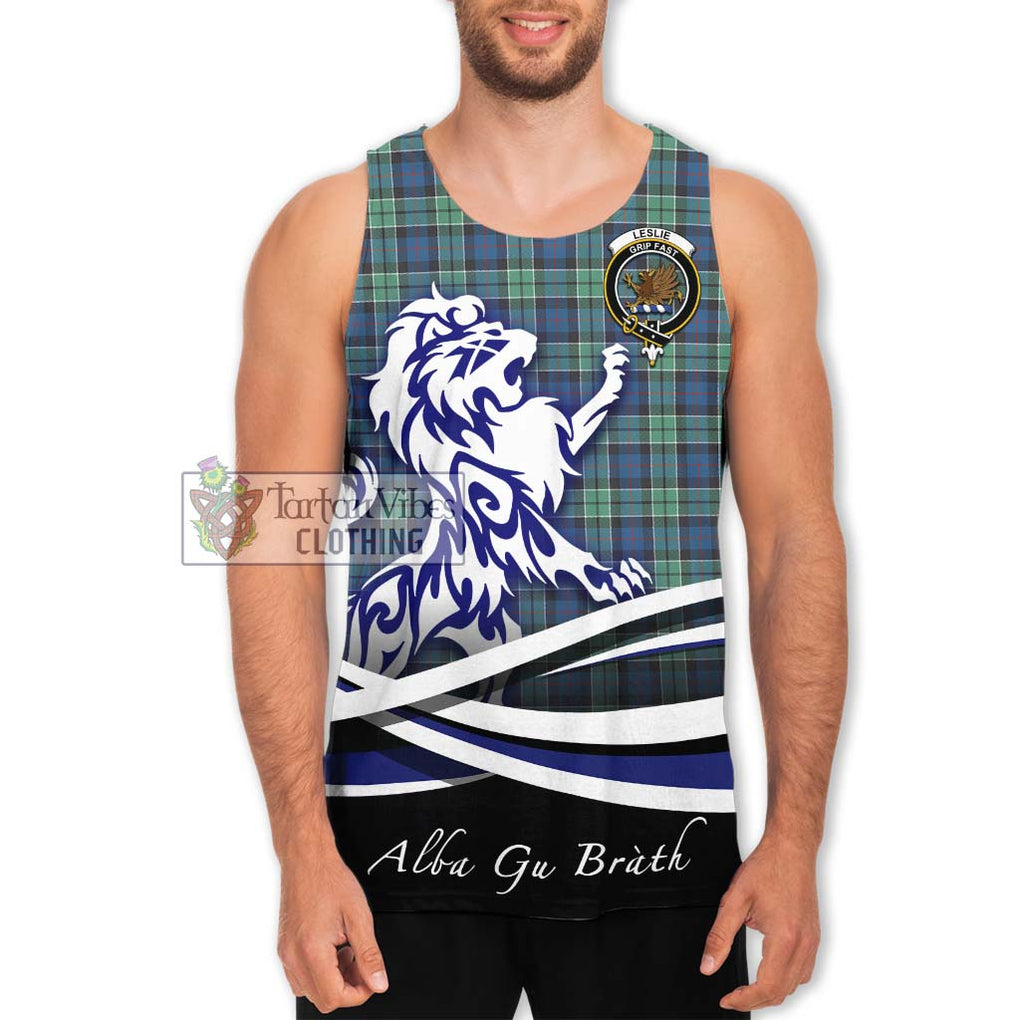 Leslie Hunting Ancient Tartan Men's Tank Top with Alba Gu Brath Regal Lion Emblem Men - Tartanvibesclothing Shop