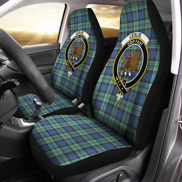 Leslie Hunting Ancient Tartan Car Seat Cover with Family Crest