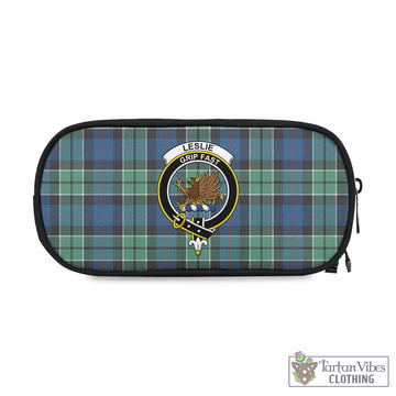 Leslie Hunting Ancient Tartan Pen and Pencil Case with Family Crest