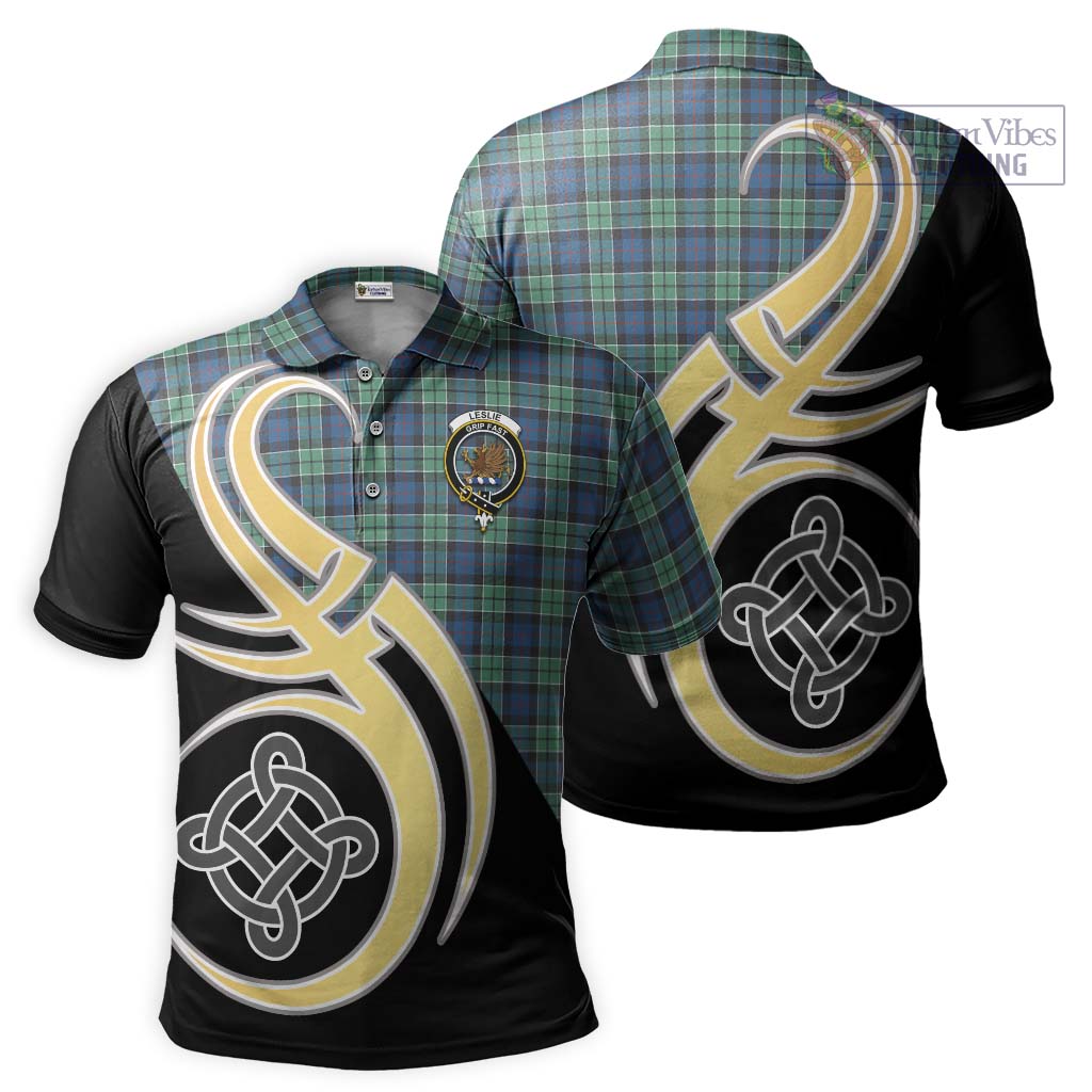 Leslie Hunting Ancient Tartan Polo Shirt with Family Crest and Celtic Symbol Style Kid - Tartan Vibes Clothing