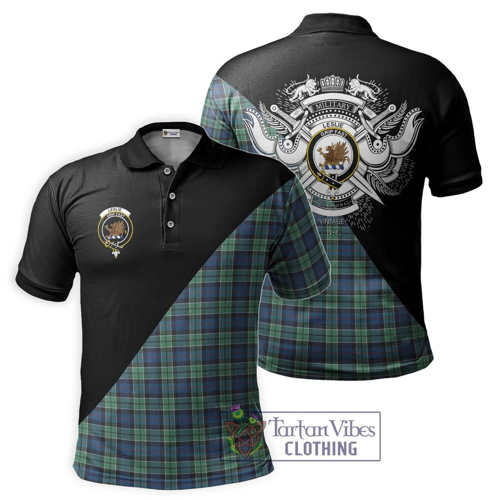 Leslie Hunting Ancient Tartan Polo Shirt with Family Crest and Military Logo Style Kid - Tartanvibesclothing Shop