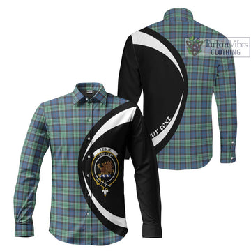 Leslie Hunting Ancient Tartan Long Sleeve Button Up with Family Crest Circle Style