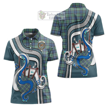 Leslie Hunting Ancient Tartan Women's Polo Shirt with Epic Bagpipe Style