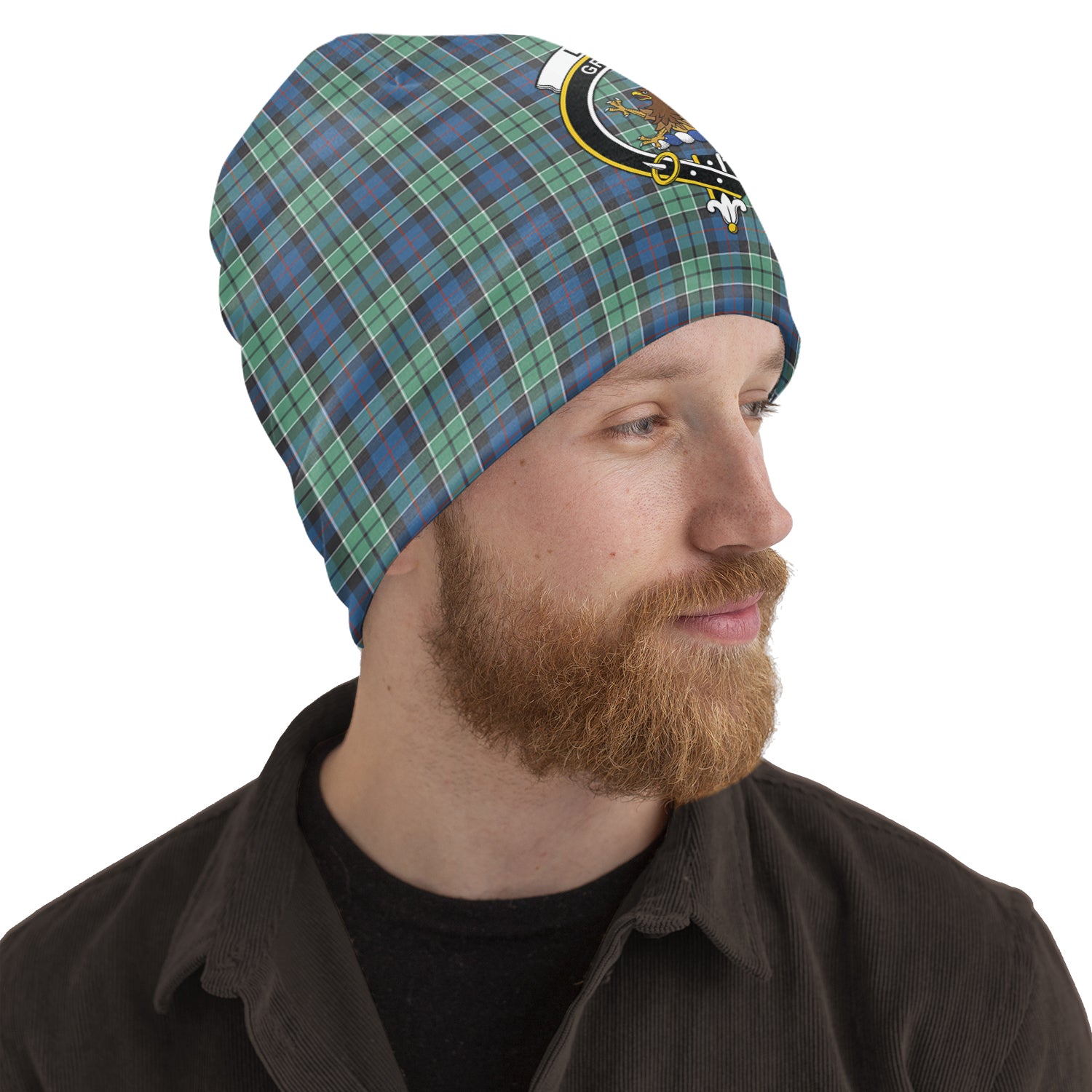 Leslie Hunting Ancient Tartan Beanies Hat with Family Crest One Size 10.5*10.2 inches - Tartan Vibes Clothing