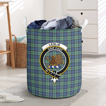 Leslie Hunting Ancient Tartan Laundry Basket with Family Crest