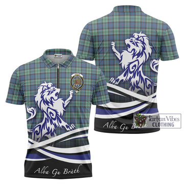 Leslie Hunting Ancient Tartan Zipper Polo Shirt with Alba Gu Brath Regal Lion Emblem