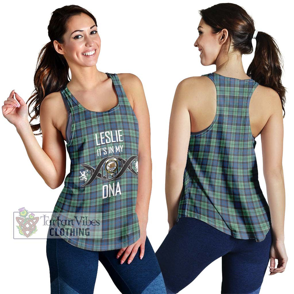 Leslie Hunting Ancient Tartan Women's Racerback Tanks with Family Crest DNA In Me Style 4XL - Tartanvibesclothing Shop