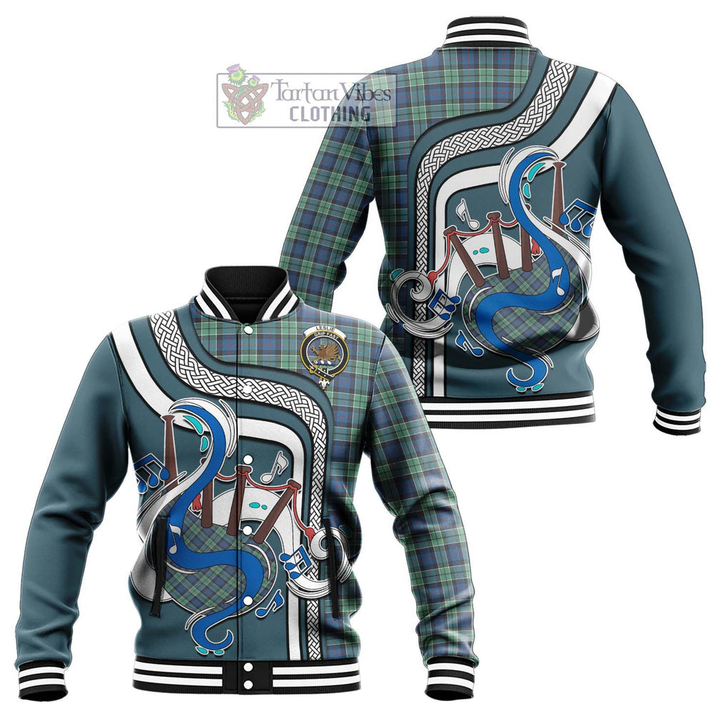 Tartan Vibes Clothing Leslie Hunting Ancient Tartan Baseball Jacket with Epic Bagpipe Style