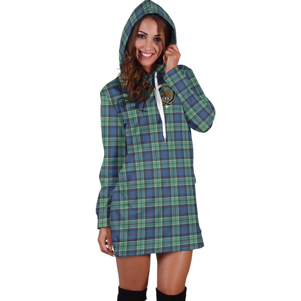 Leslie Hunting Ancient Tartan Hoodie Dress with Family Crest - Tartan Vibes Clothing