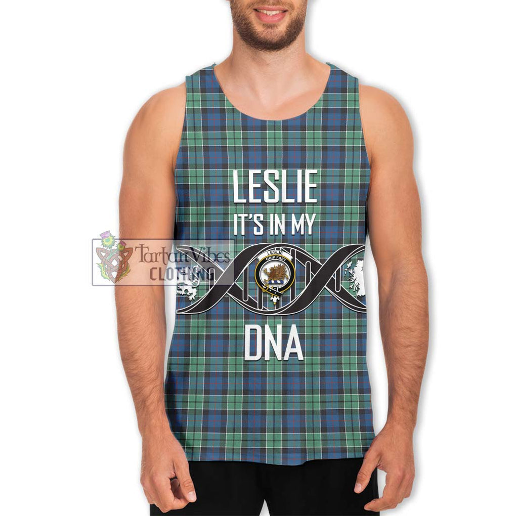 Leslie Hunting Ancient Tartan Men's Tank Top with Family Crest DNA In Me Style Men - Tartanvibesclothing Shop