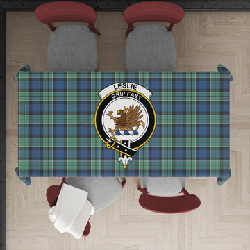 Leslie Hunting Ancient Tartan Tablecloth with Family Crest