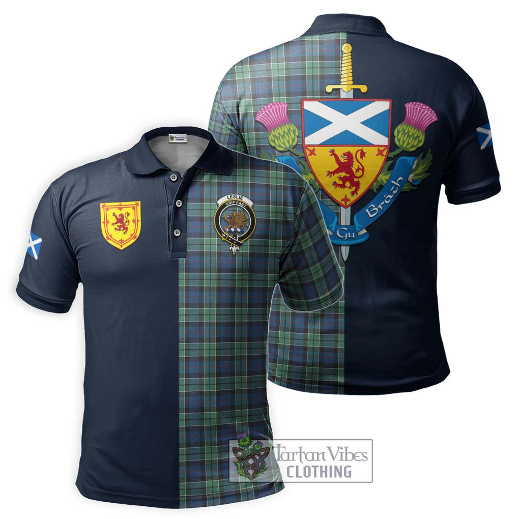 Tartan Vibes Clothing Leslie Hunting Ancient Tartan Polo Shirt with Scottish Lion Royal Arm Half Style