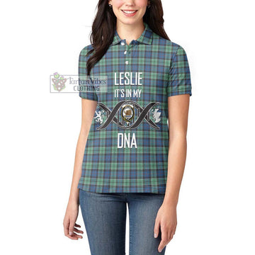 Leslie Hunting Ancient Tartan Women's Polo Shirt with Family Crest DNA In Me Style