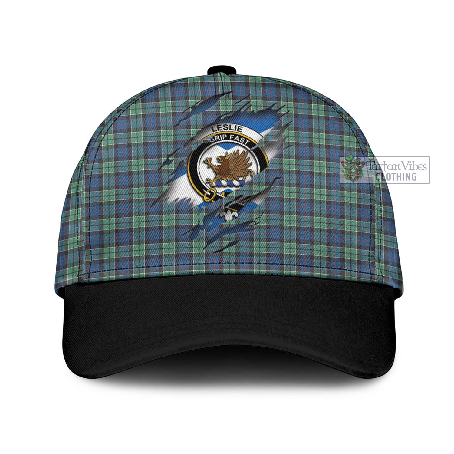 Tartan Vibes Clothing Leslie Hunting Ancient Tartan Classic Cap with Family Crest In Me Style