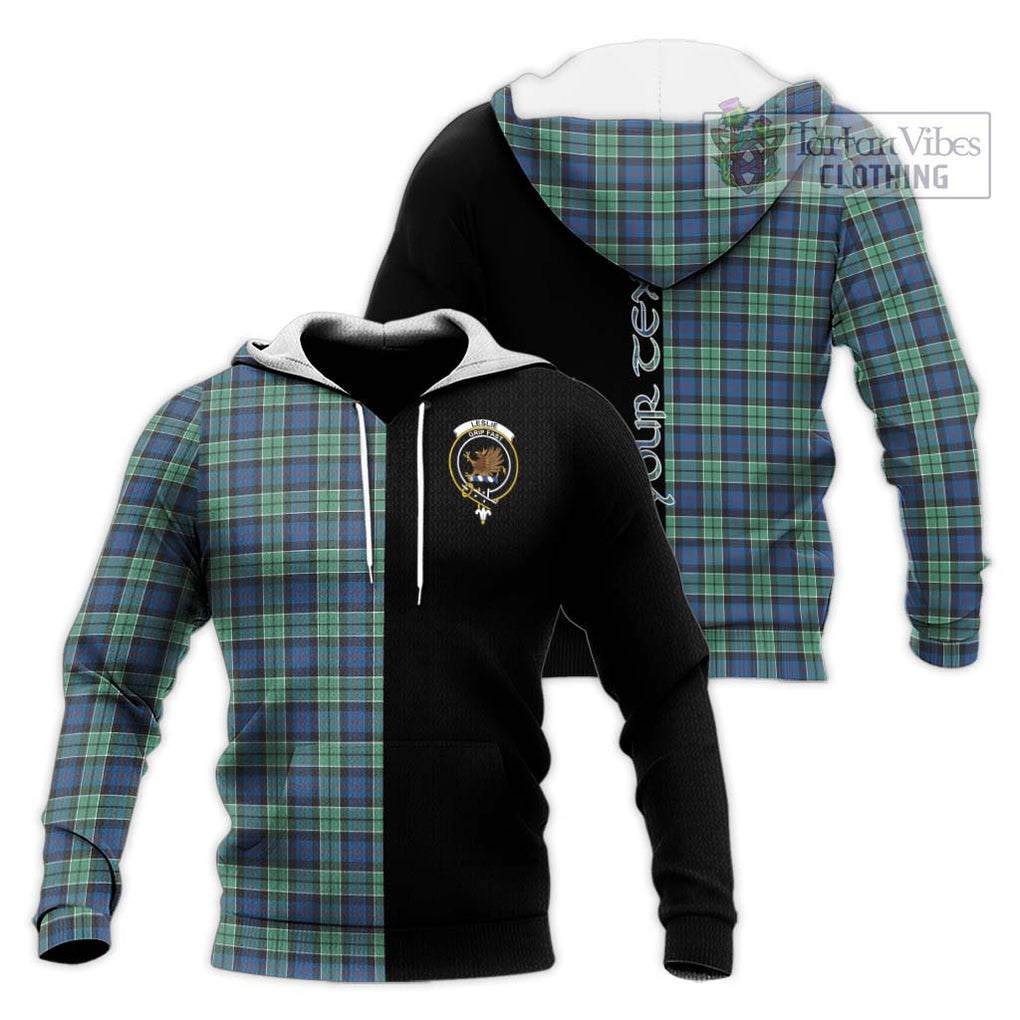 Leslie Hunting Ancient Tartan Knitted Hoodie with Family Crest and Half Of Me Style Unisex Knitted Pullover Hoodie - Tartanvibesclothing Shop