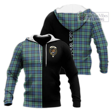 Leslie Hunting Ancient Tartan Knitted Hoodie with Family Crest and Half Of Me Style