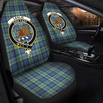 Leslie Hunting Ancient Tartan Car Seat Cover with Family Crest