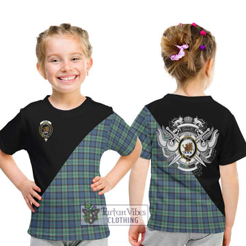 Leslie Hunting Ancient Tartan Kid T-Shirt with Family Crest and Military Logo Style