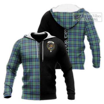 Leslie Hunting Ancient Tartan Knitted Hoodie with Family Crest and Half Of Me Style