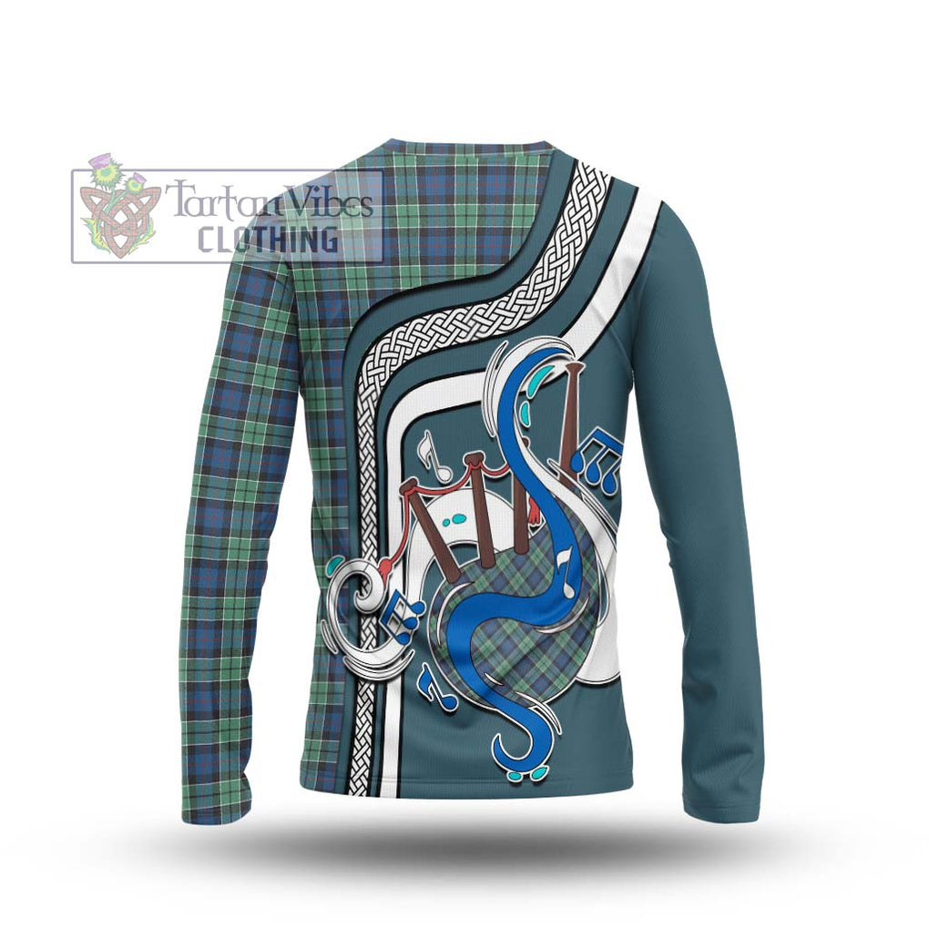 Tartan Vibes Clothing Leslie Hunting Ancient Tartan Long Sleeve T-Shirt with Epic Bagpipe Style