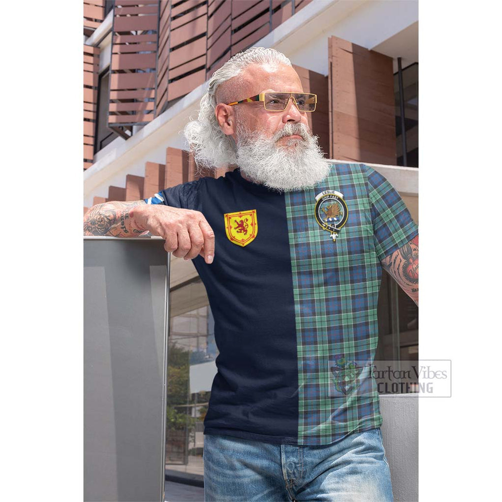 Tartan Vibes Clothing Leslie Hunting Ancient Tartan Cotton T-shirt with Scottish Lion Royal Arm Half Style