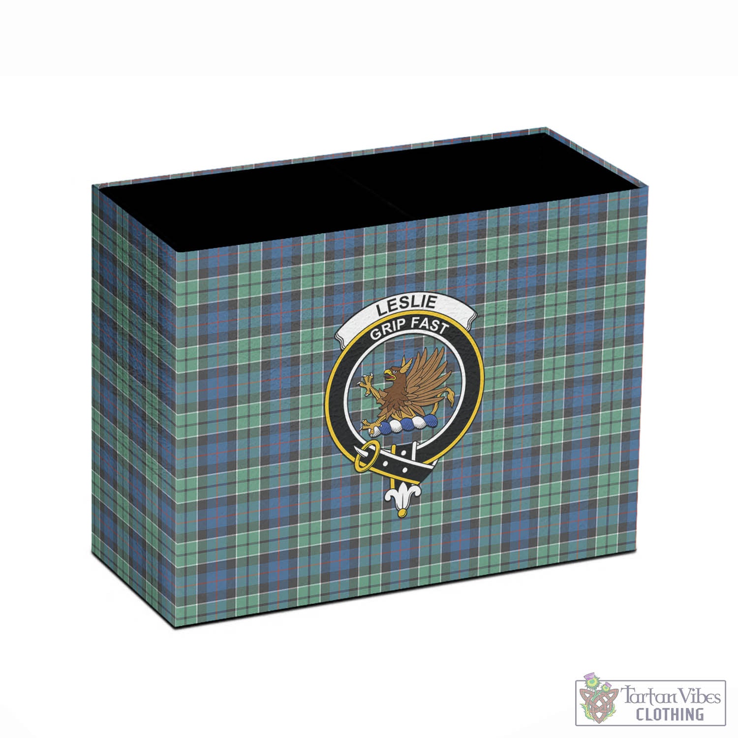 Tartan Vibes Clothing Leslie Hunting Ancient Tartan Pen Holder with Family Crest