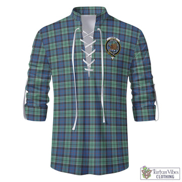 Leslie Hunting Ancient Tartan Men's Scottish Traditional Jacobite Ghillie Kilt Shirt with Family Crest