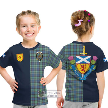 Leslie Hunting Ancient Tartan Kid T-Shirt Alba with Scottish Lion Royal Arm Half Style