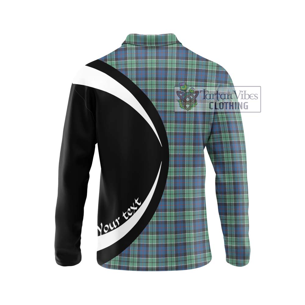 Leslie Hunting Ancient Tartan Long Sleeve Polo Shirt with Family Crest Circle Style - Tartan Vibes Clothing