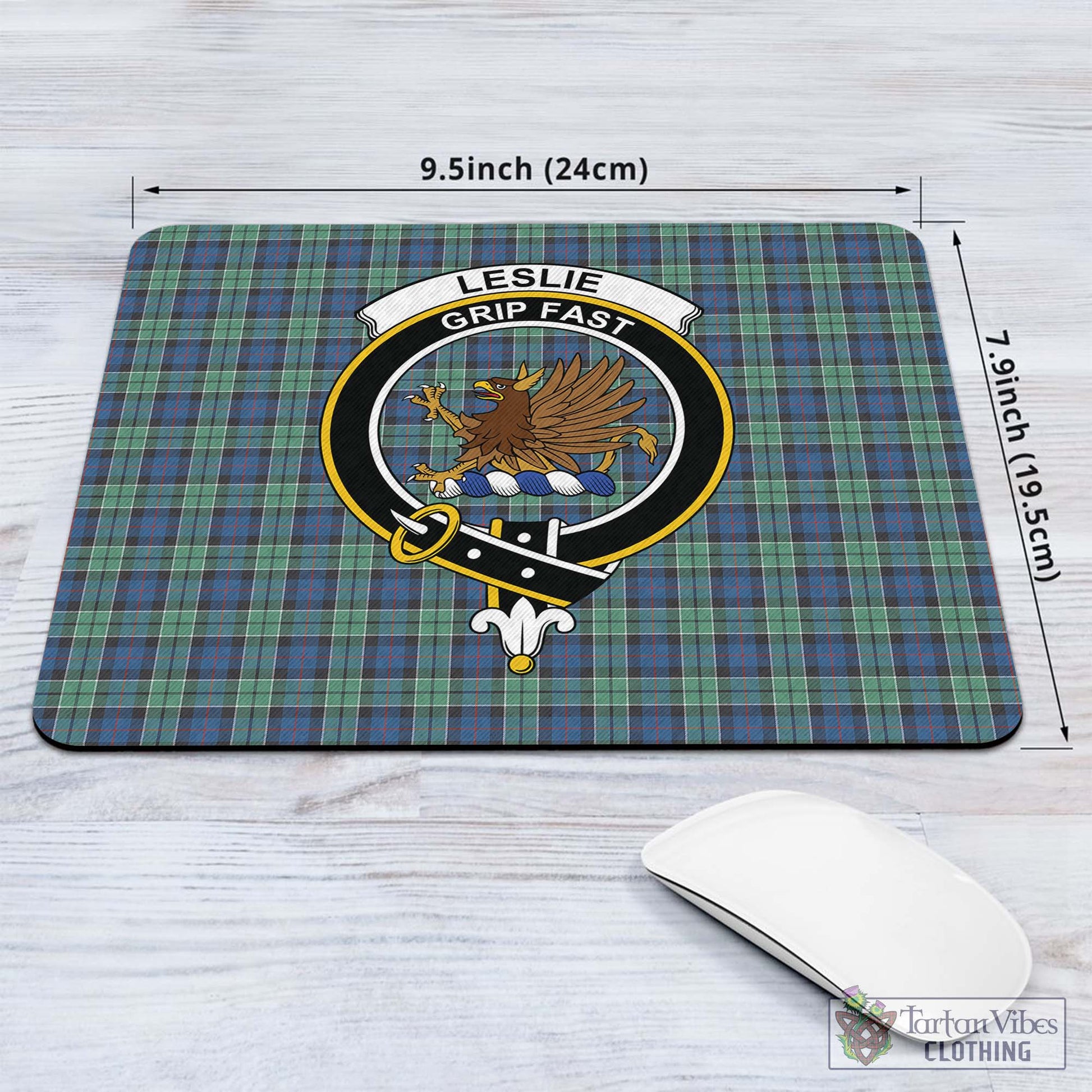 Tartan Vibes Clothing Leslie Hunting Ancient Tartan Mouse Pad with Family Crest