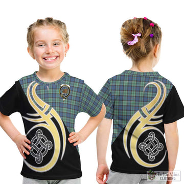 Leslie Hunting Ancient Tartan Kid T-Shirt with Family Crest and Celtic Symbol Style