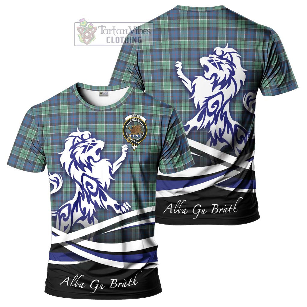 Tartan Vibes Clothing Leslie Hunting Ancient Tartan Cotton T-shirt with Alba Gu Brath Regal Lion Emblem