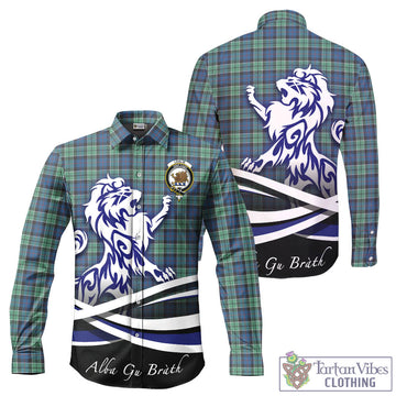 Leslie Hunting Ancient Tartan Long Sleeve Button Up Shirt with Alba Gu Brath Regal Lion Emblem