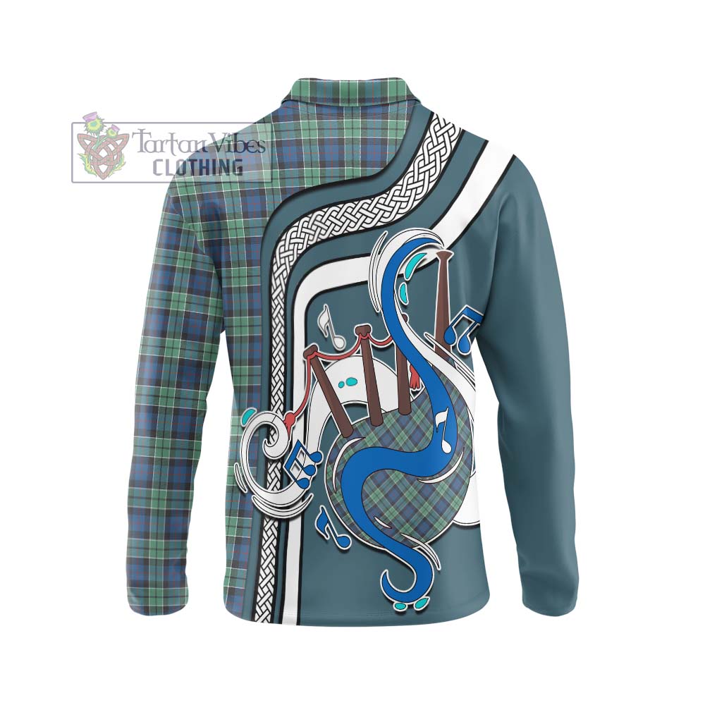 Tartan Vibes Clothing Leslie Hunting Ancient Tartan Long Sleeve Polo Shirt with Epic Bagpipe Style