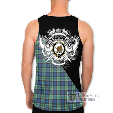 Leslie Hunting Ancient Tartan Men's Tank Top with Family Crest and Military Logo Style