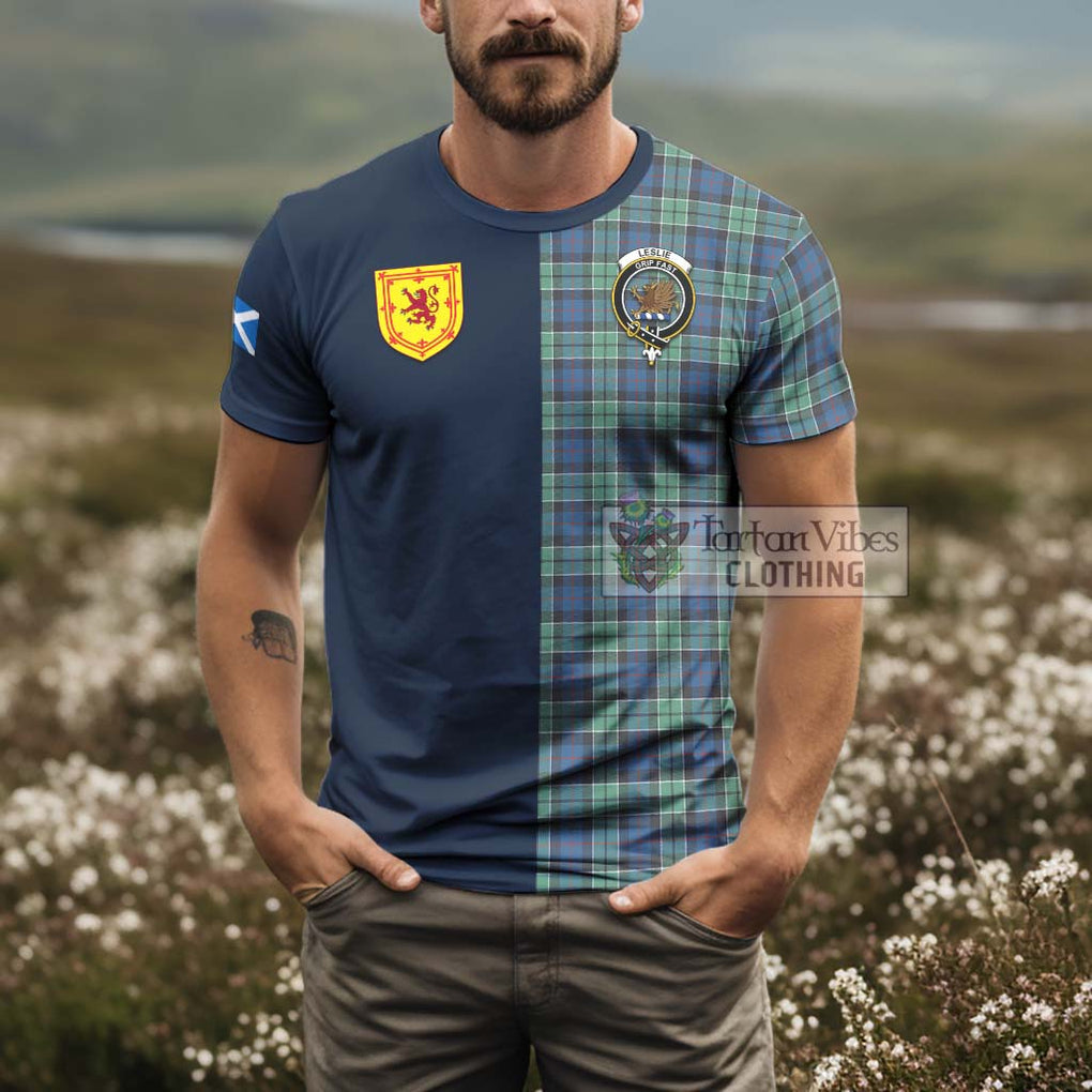 Tartan Vibes Clothing Leslie Hunting Ancient Tartan T-Shirt Alba with Scottish Lion Royal Arm Half Style