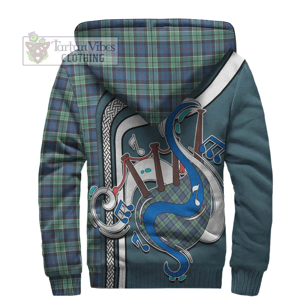 Leslie Hunting Ancient Tartan Sherpa Hoodie with Epic Bagpipe Style - Tartanvibesclothing Shop