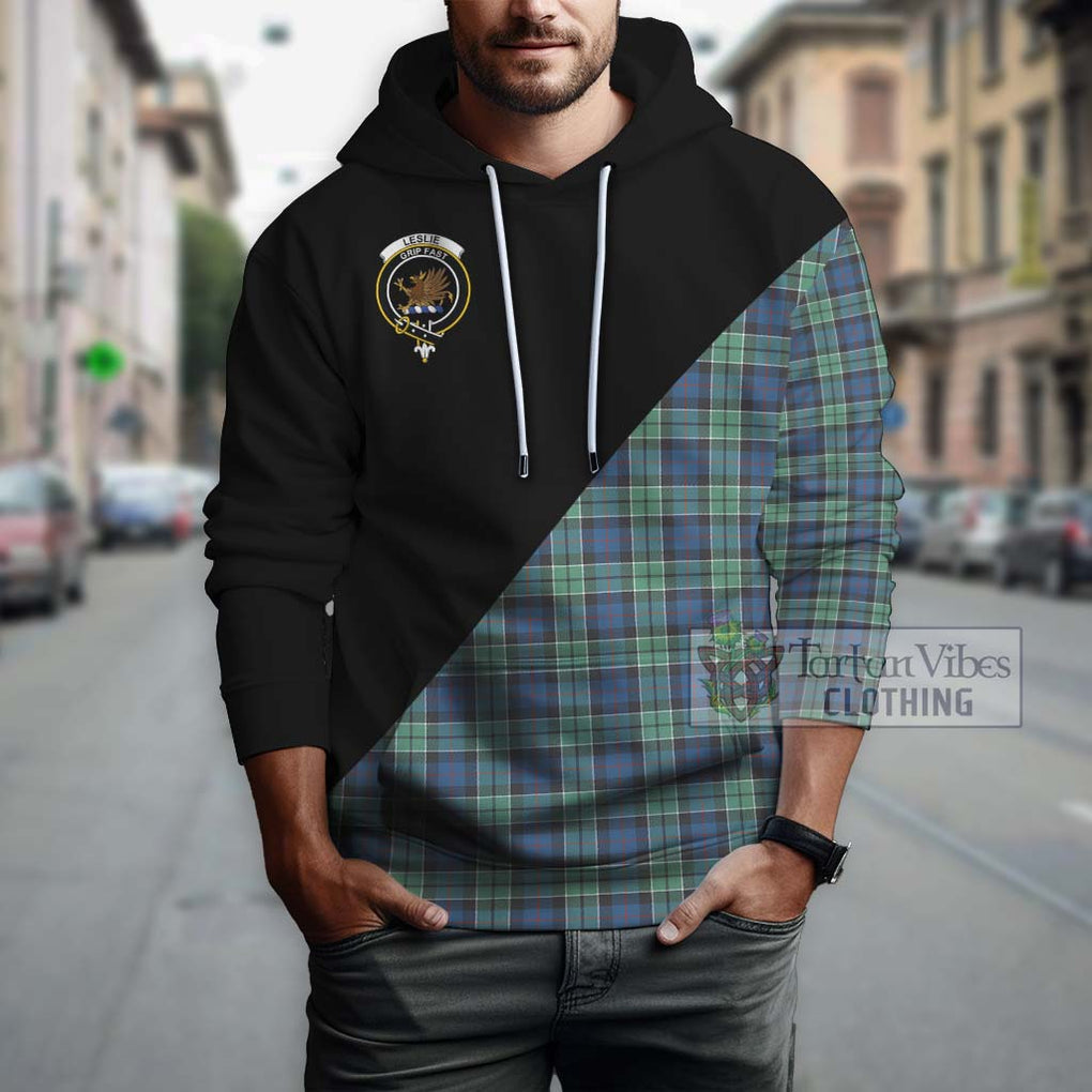 Leslie Hunting Ancient Tartan Hoodie with Family Crest and Military Logo Style - Tartanvibesclothing Shop